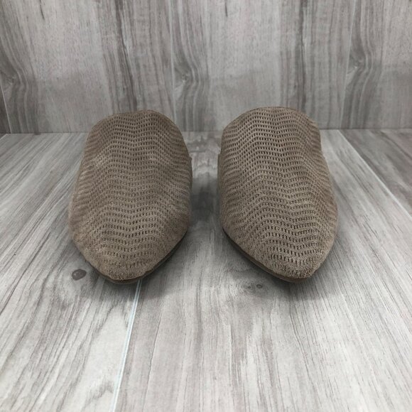 Lucky Brand Mule Flats Womens 6.5M Brynnuh Taupe Suede Slip On Shoes - Picture 5 of 11